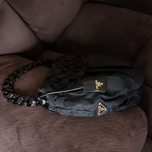 Prada Handbags - Prada Ruffle Tessuto Hobo Bag